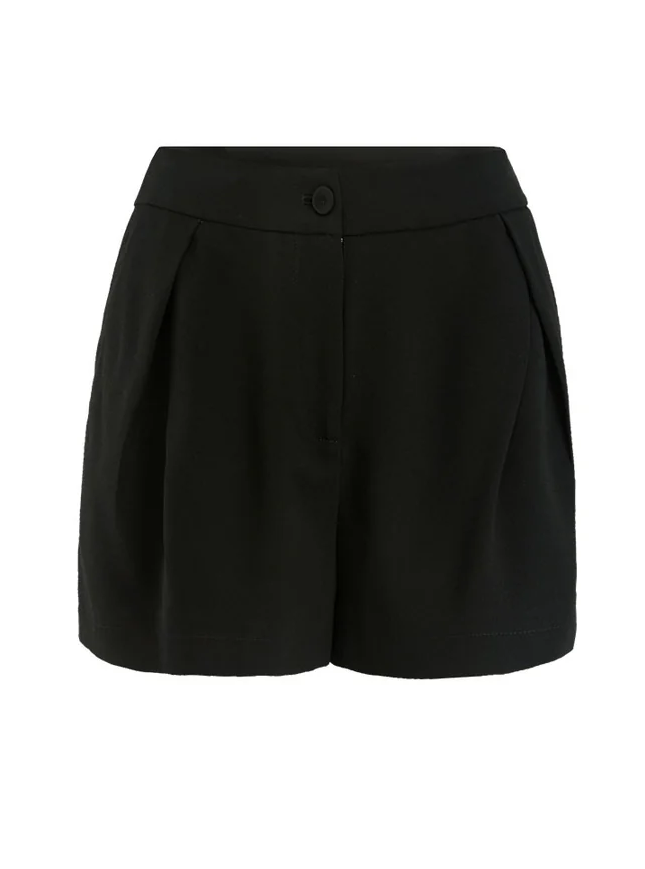 Black Triacetate Pleated Shorts